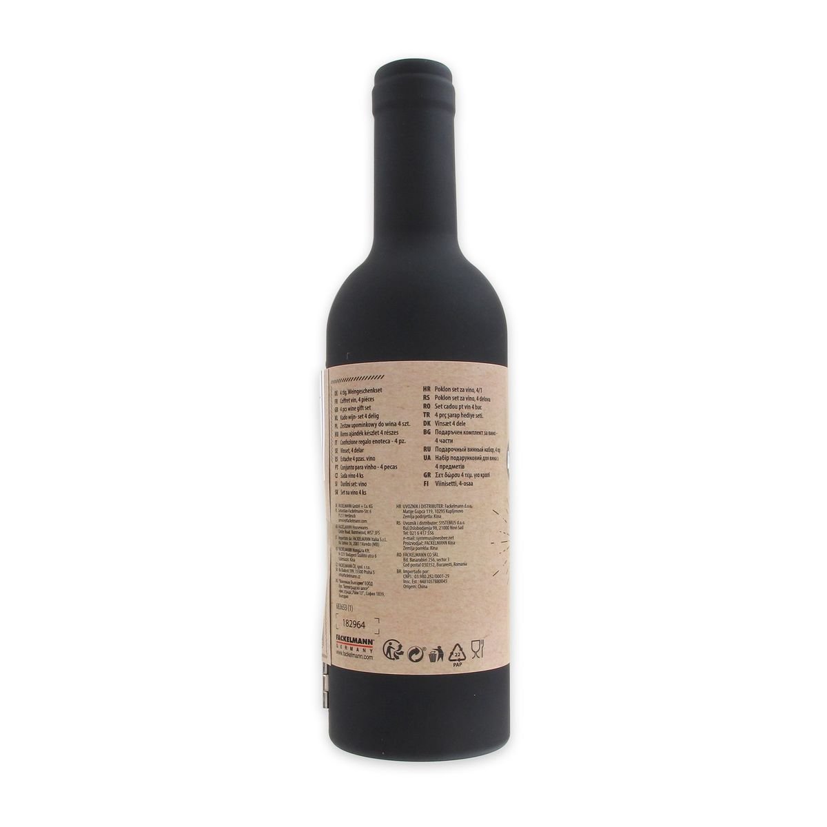 Coffret cadeau pour bouteille de vin inox,noir, FACKELMANN