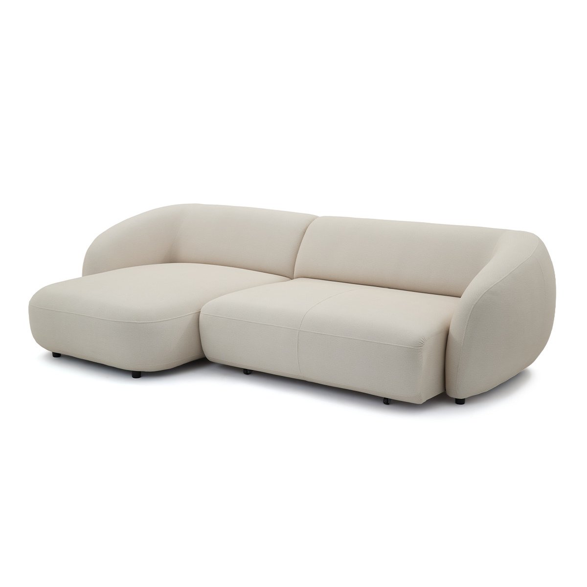 Canapé d'angle convertible 4 places en tissu lisse, HALO beige, BOBOCHIC