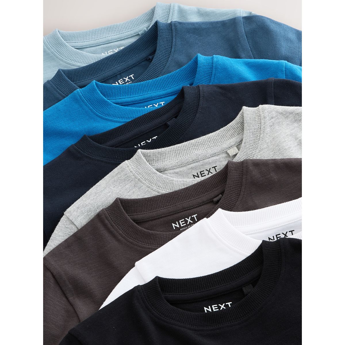 T-shirt confortable manches longues, lot de 8 noir/blanc/bleu, NEXT