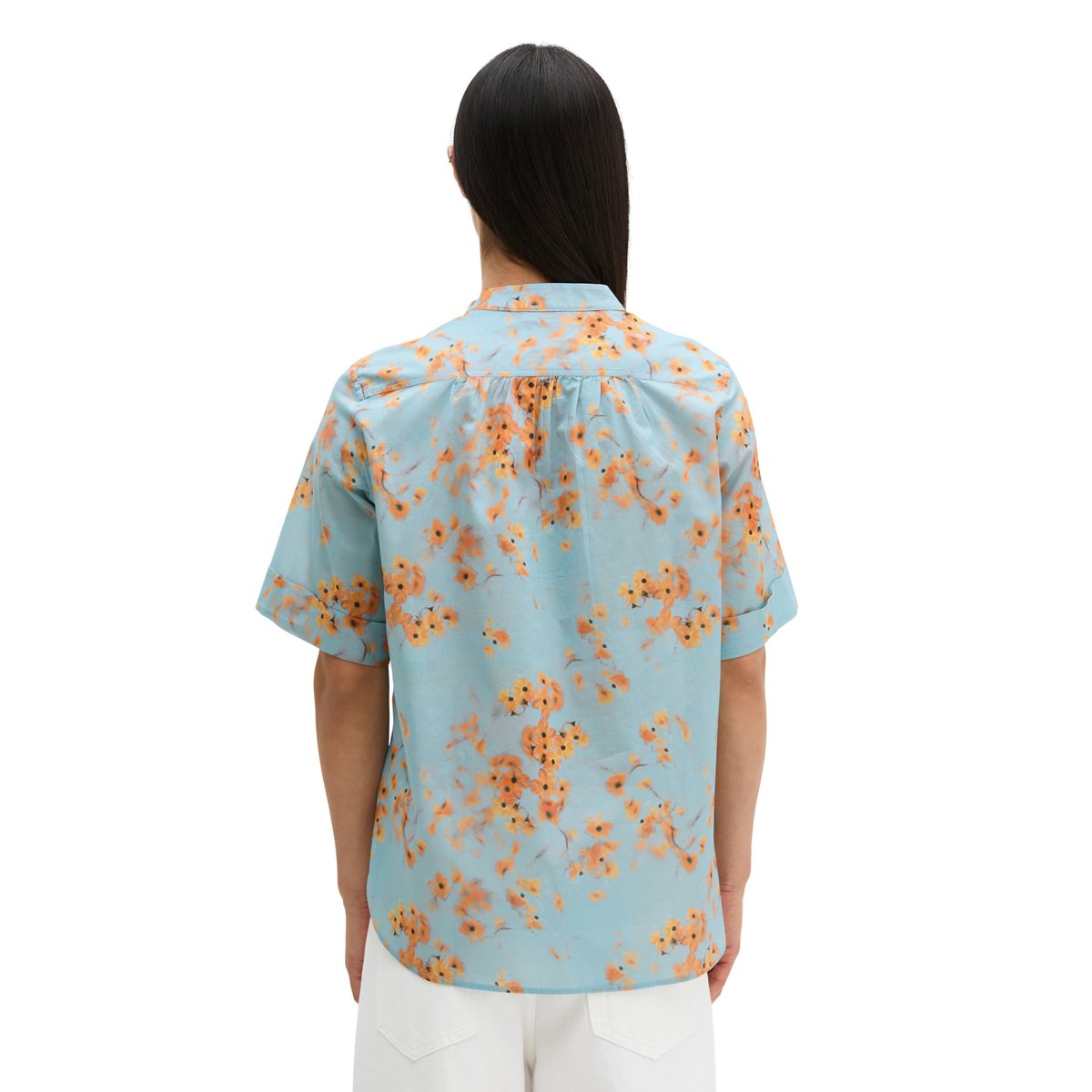 Blouse relaxed en voile de coton imprimé bleu moyen, MARC O'POLO