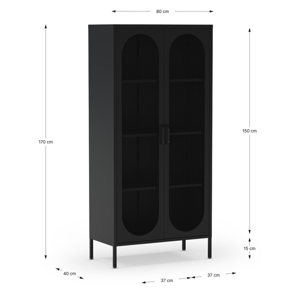 Vaisselier 2 portes en métal H170cm- ZIO beige, DRAWER