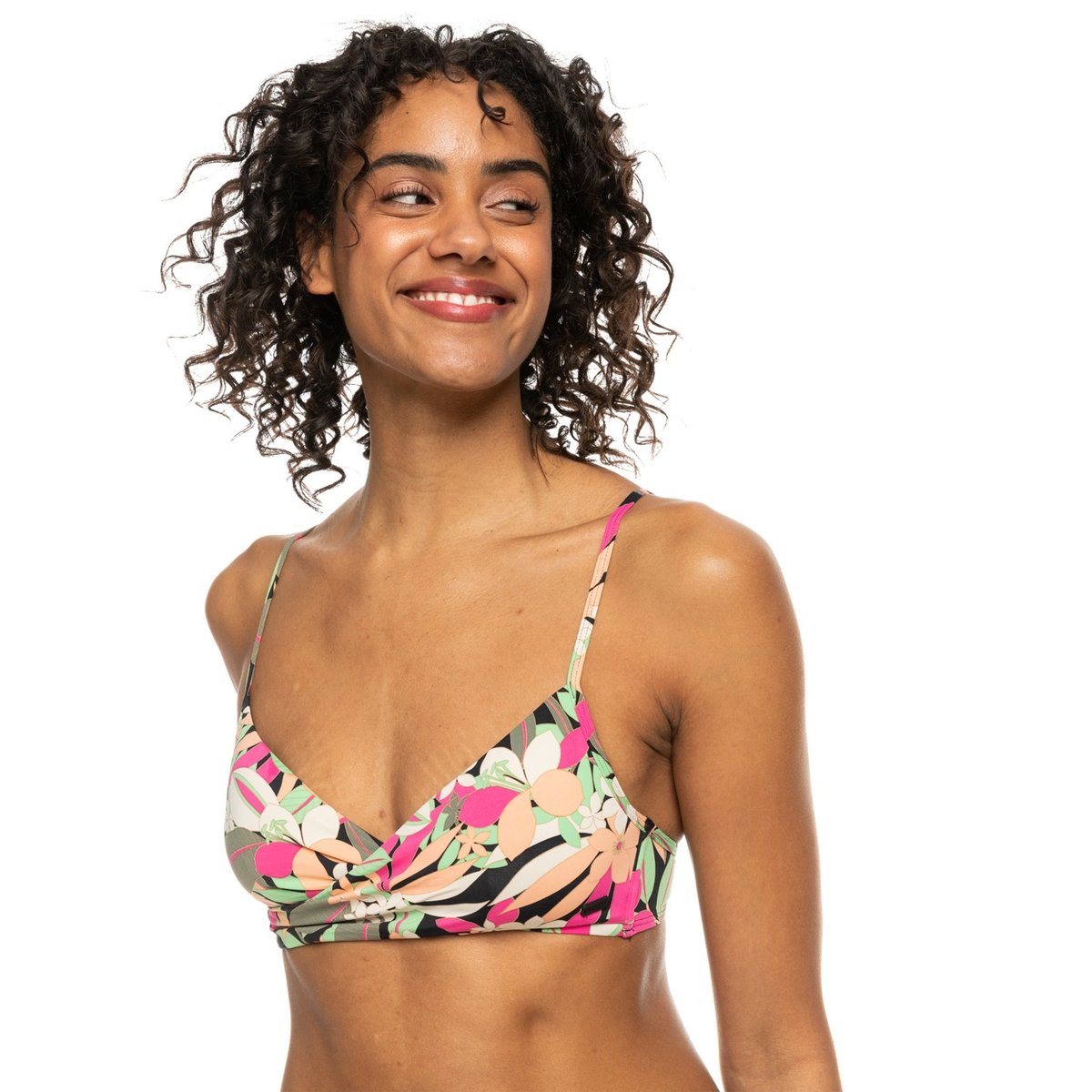 Haut de maillot de bain bikini Athletic Tri PRINTED BEACH CLASSICS. noir anthracite palm song s, ROXY
