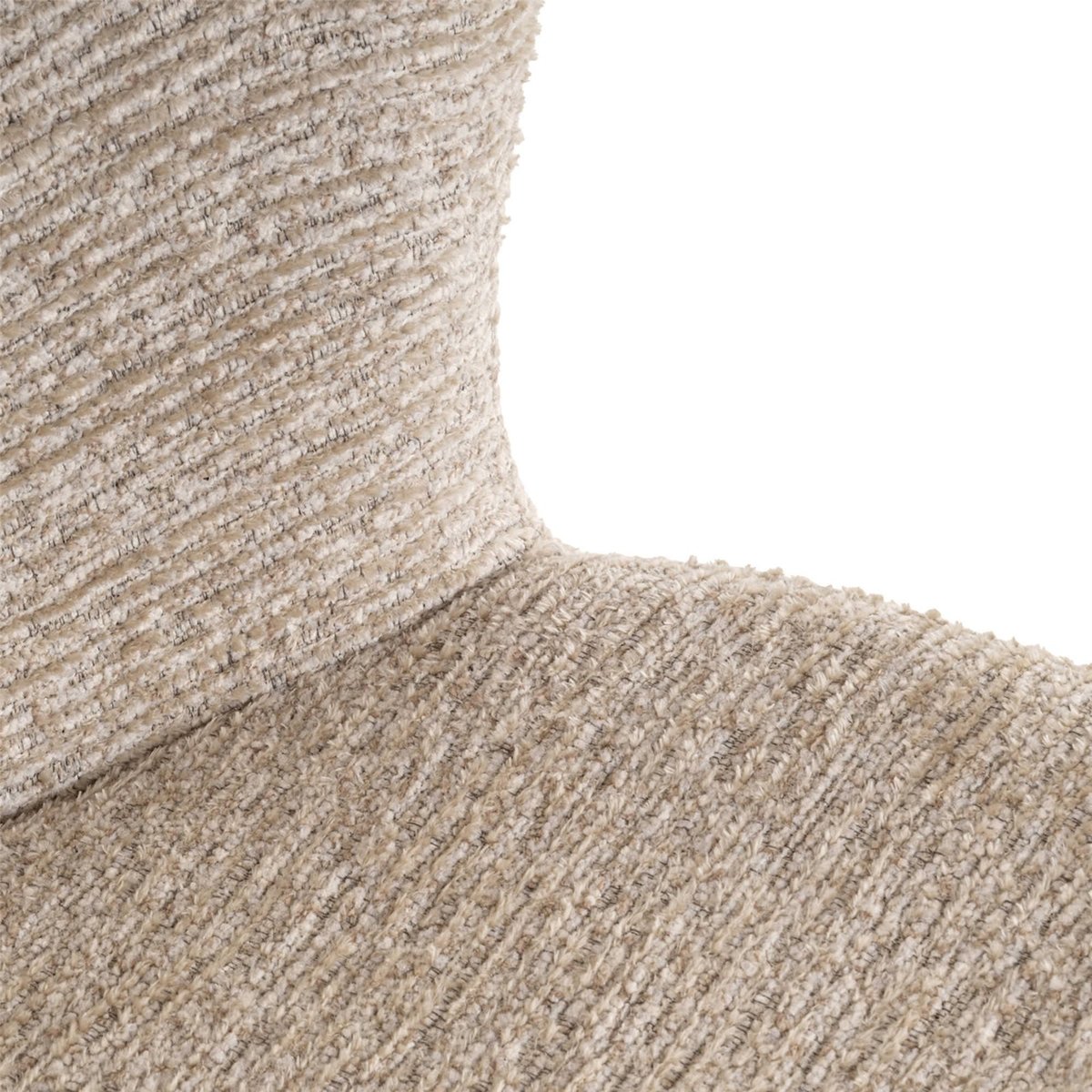 Chaise de salle à manger en fer et tissu beige naturel texturé, RECOLLECTION