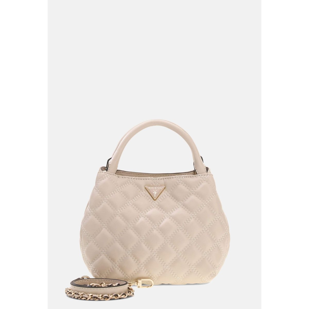 Sac Mini Satchel Matelassé Juliet crème, GUESS