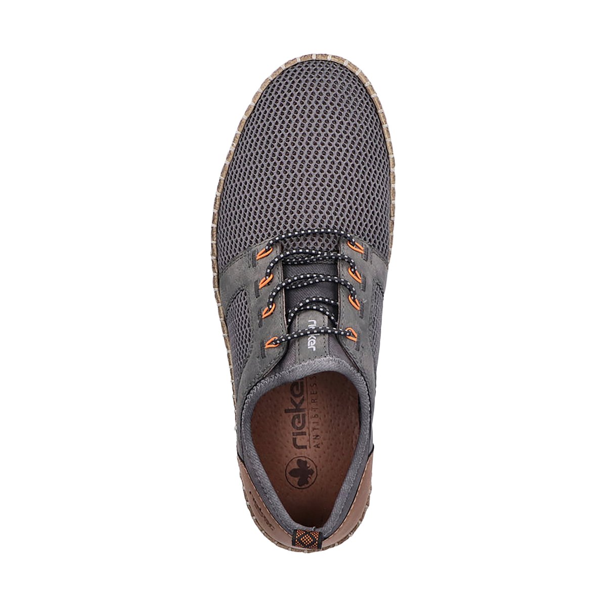 Sneakers en filet ajouré grises anthracite à semelle plate beige anthracite, RIEKER