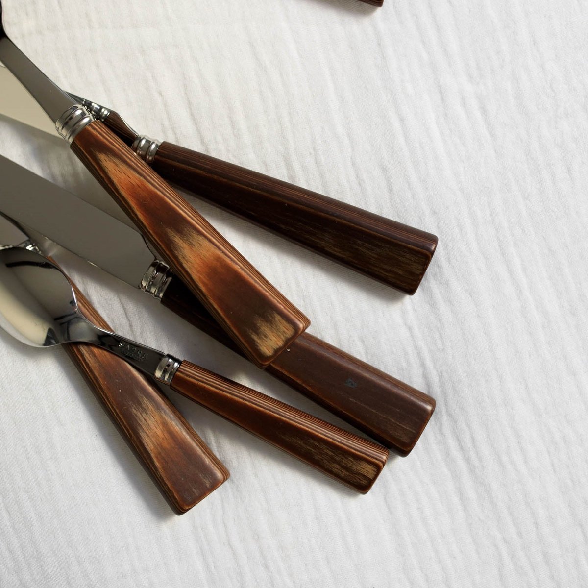 Set de 5 couverts de table, Nature bois stratifié clair, SABRE