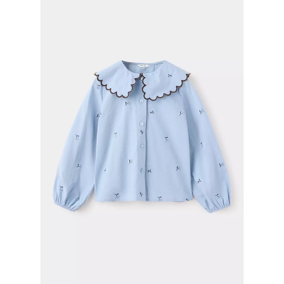 Blouse brodée en coton bleu ciel, MANGO BABY