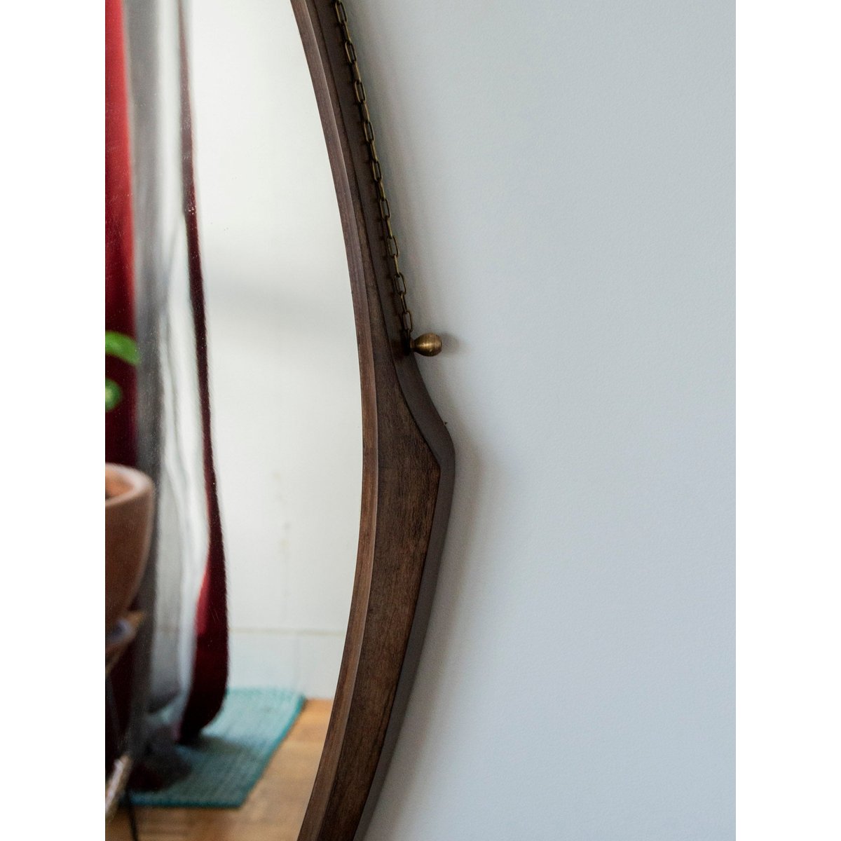 Grand miroir en teck massif Igor N°844 - Bon état bois, DEBONGOUT