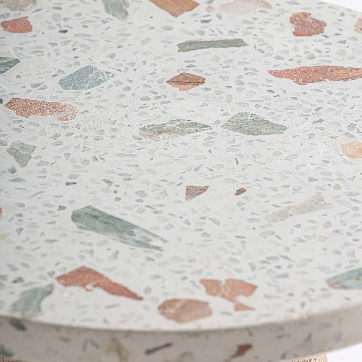 Table d'appoint terrazzo et bois style nordique blanc terrazzo et bois naturel, RECOLLECTION