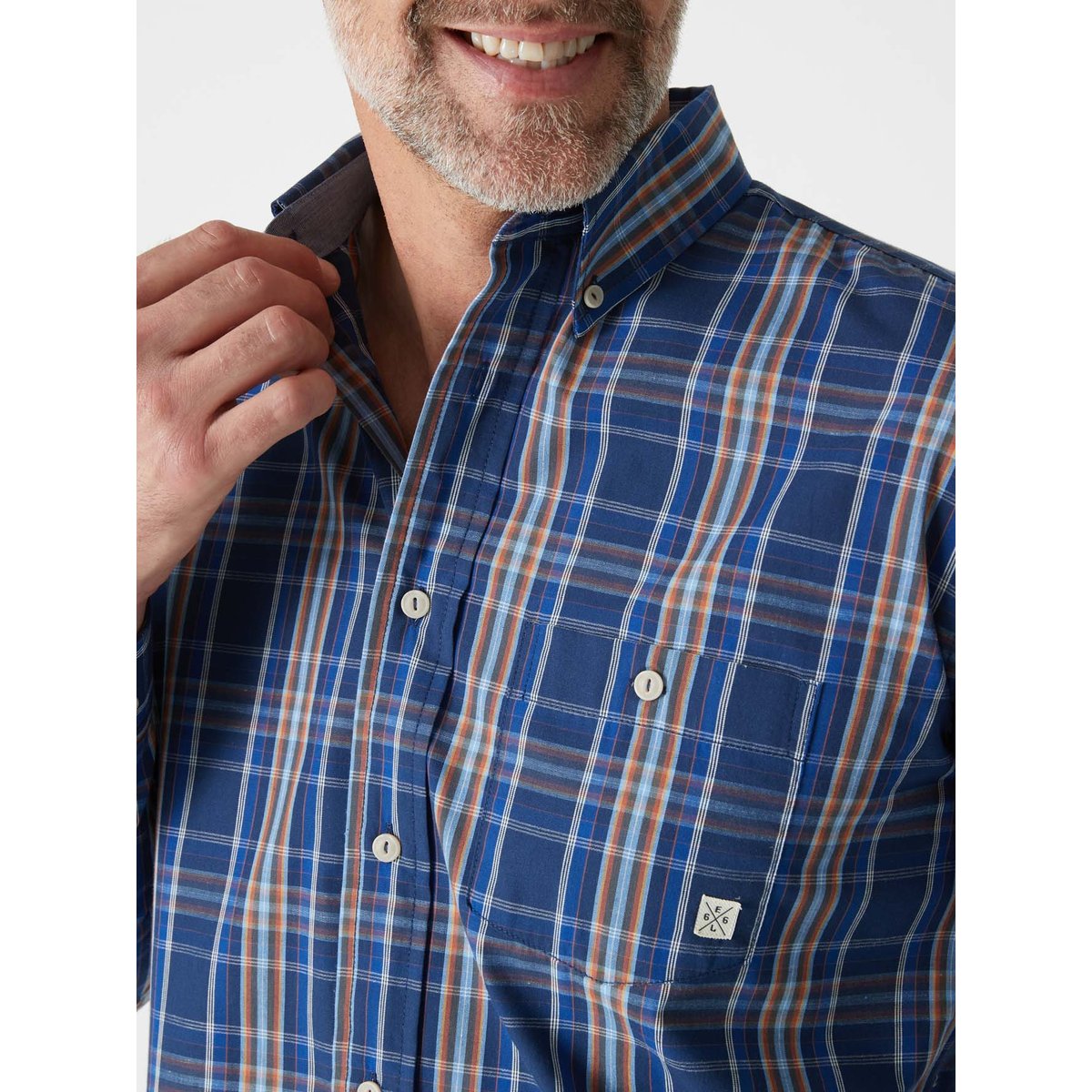 Chemise manches longues à carreaux bleu carreaux rayé bleu, DAXON