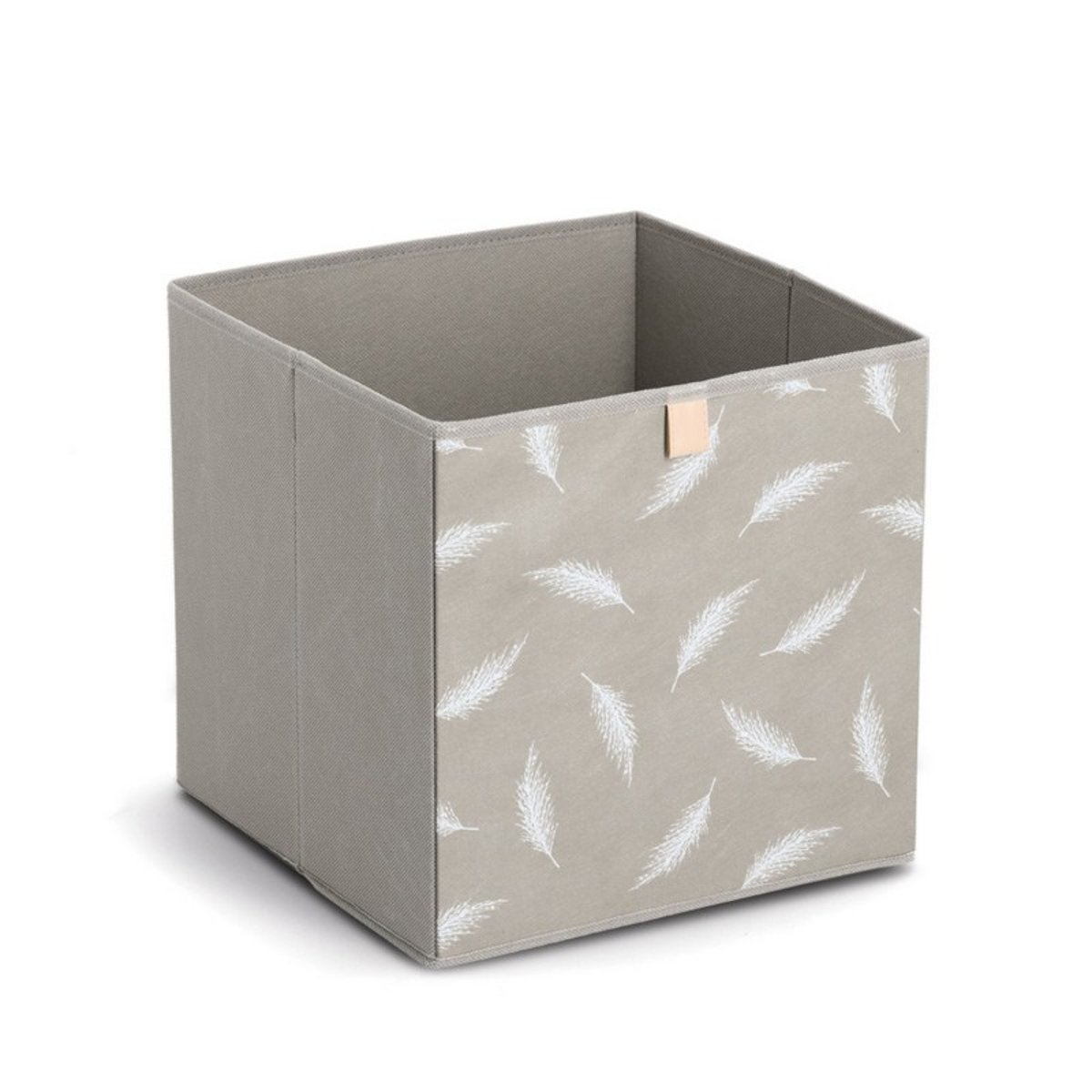 Panier cube textile imprimé décoratif  Feather gris, ZELLER PRESENT