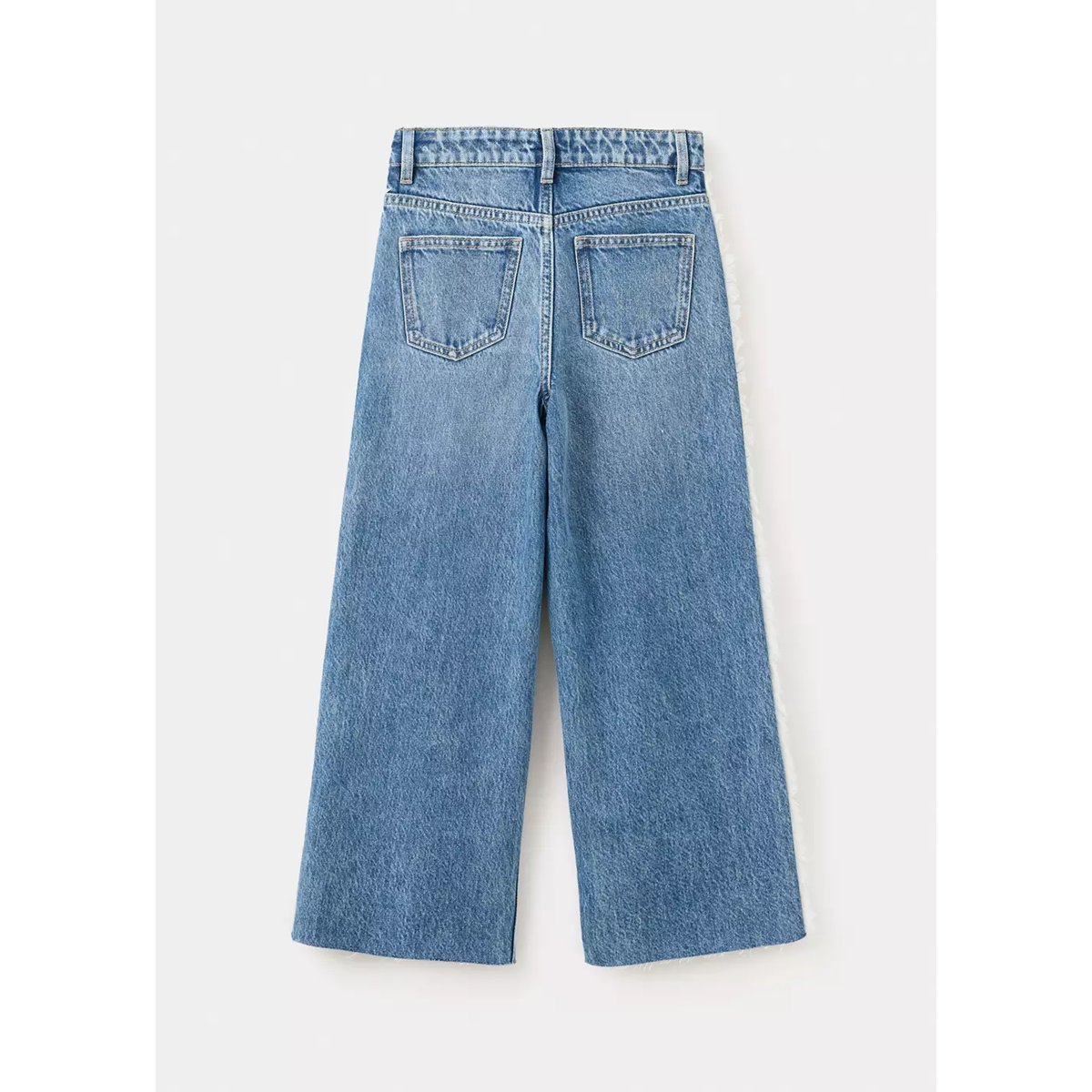 Jean wide leg coutures effilochées bleu moyen, MANGO KIDS