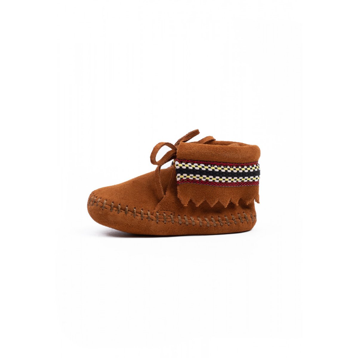 Chaussons souples en cuir suede BRAID marron, MINNETONKA