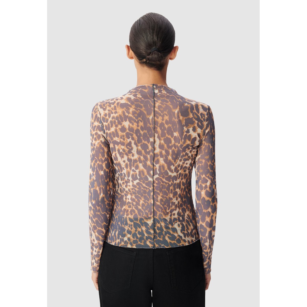 Tee-shirt résille motif léopard marron foncé, IKKS