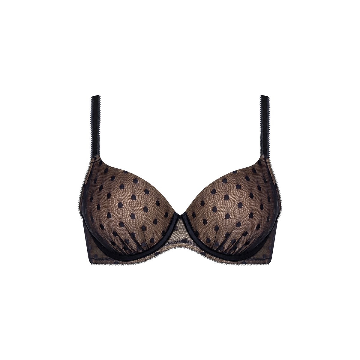 Soutien-gorge préformé RETRO DOTS F à G noir, LISCA
