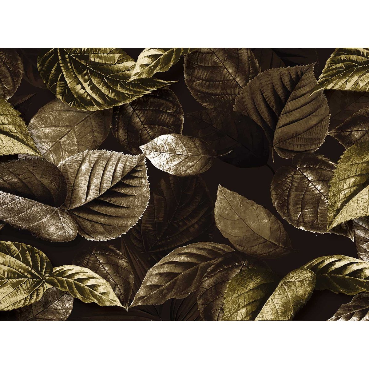 Papier peint panoramique feuilles metallisees intissé, HEXOA