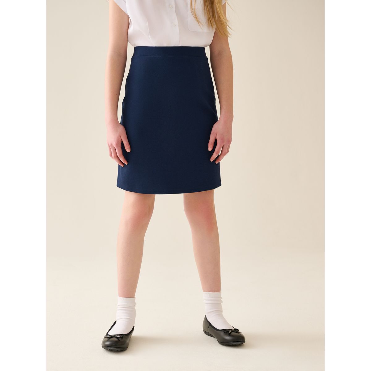 Jupe crayon pour l’école en jersey stretch bleu marine, NEXT