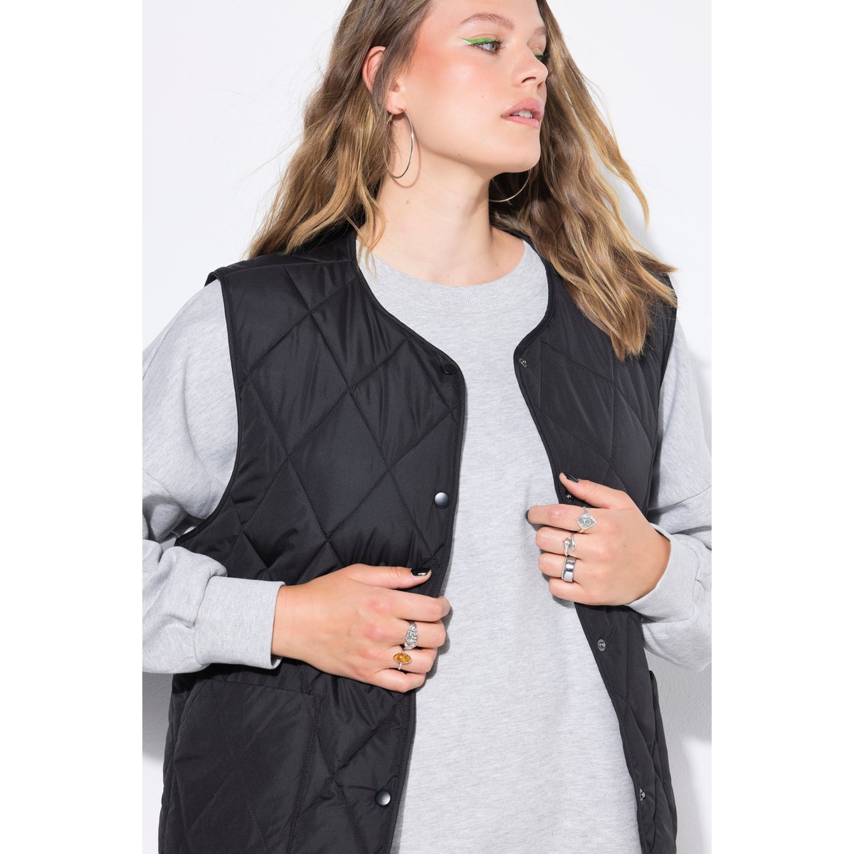 Gilet matelassé léger coupe oversize noir, STUDIO UNTOLD