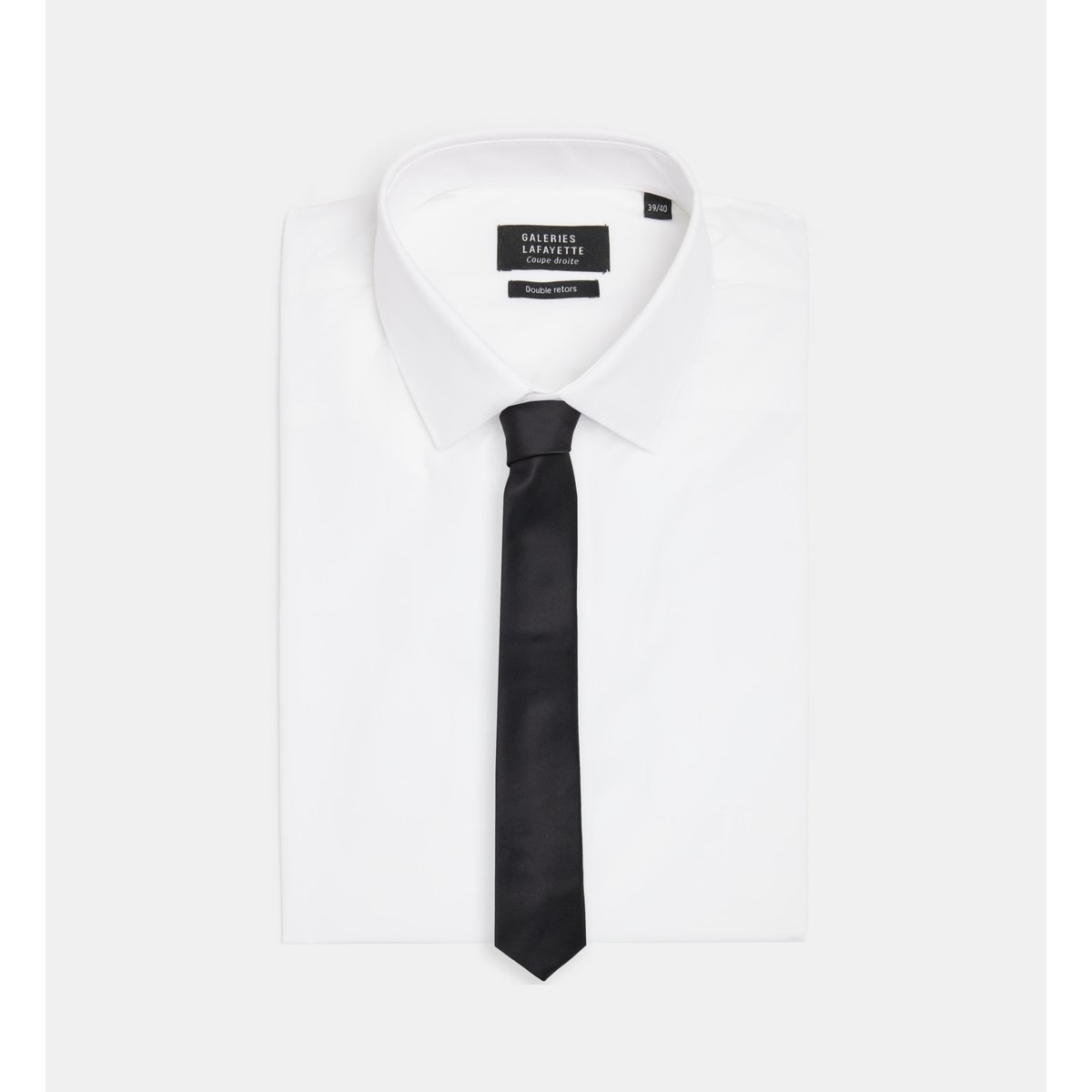 Cravate fine satipoly unie satinée noir, GALERIES LAFAYETTE