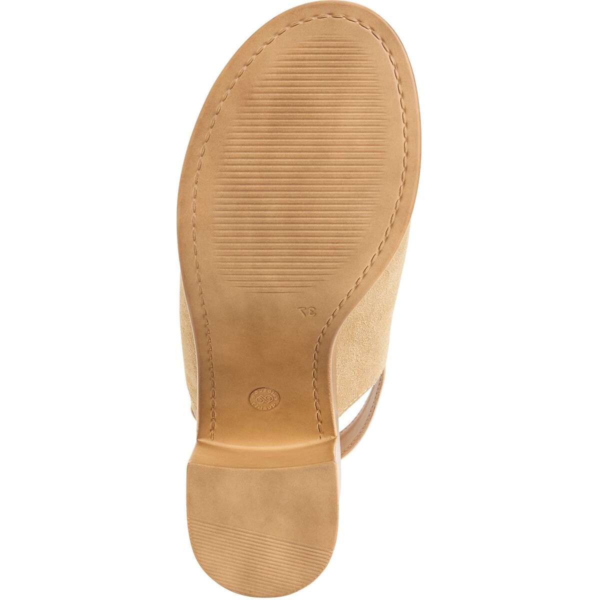Sandales en cuir talon large beige, TAMARIS