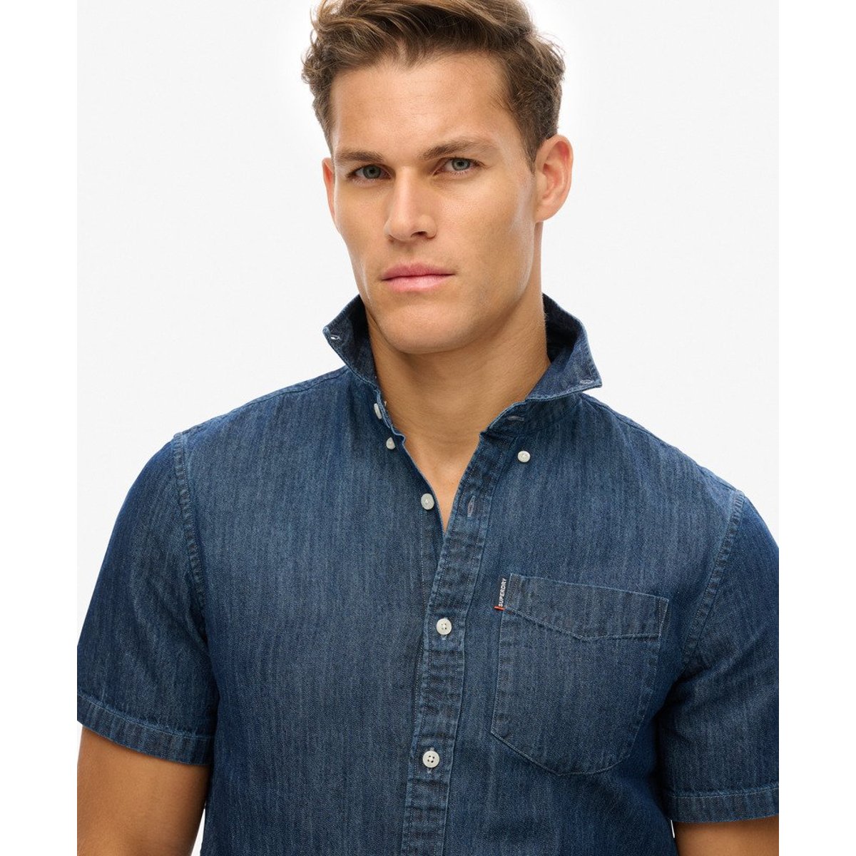 Chemise en jean à manches courtes Essential brut, SUPERDRY