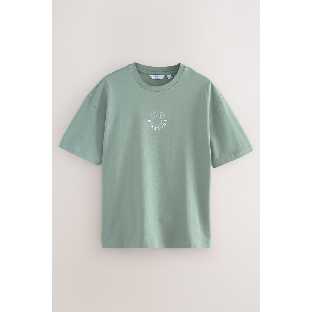 T-shirt épais à imprimé blanc/vert/neutre, NEXT