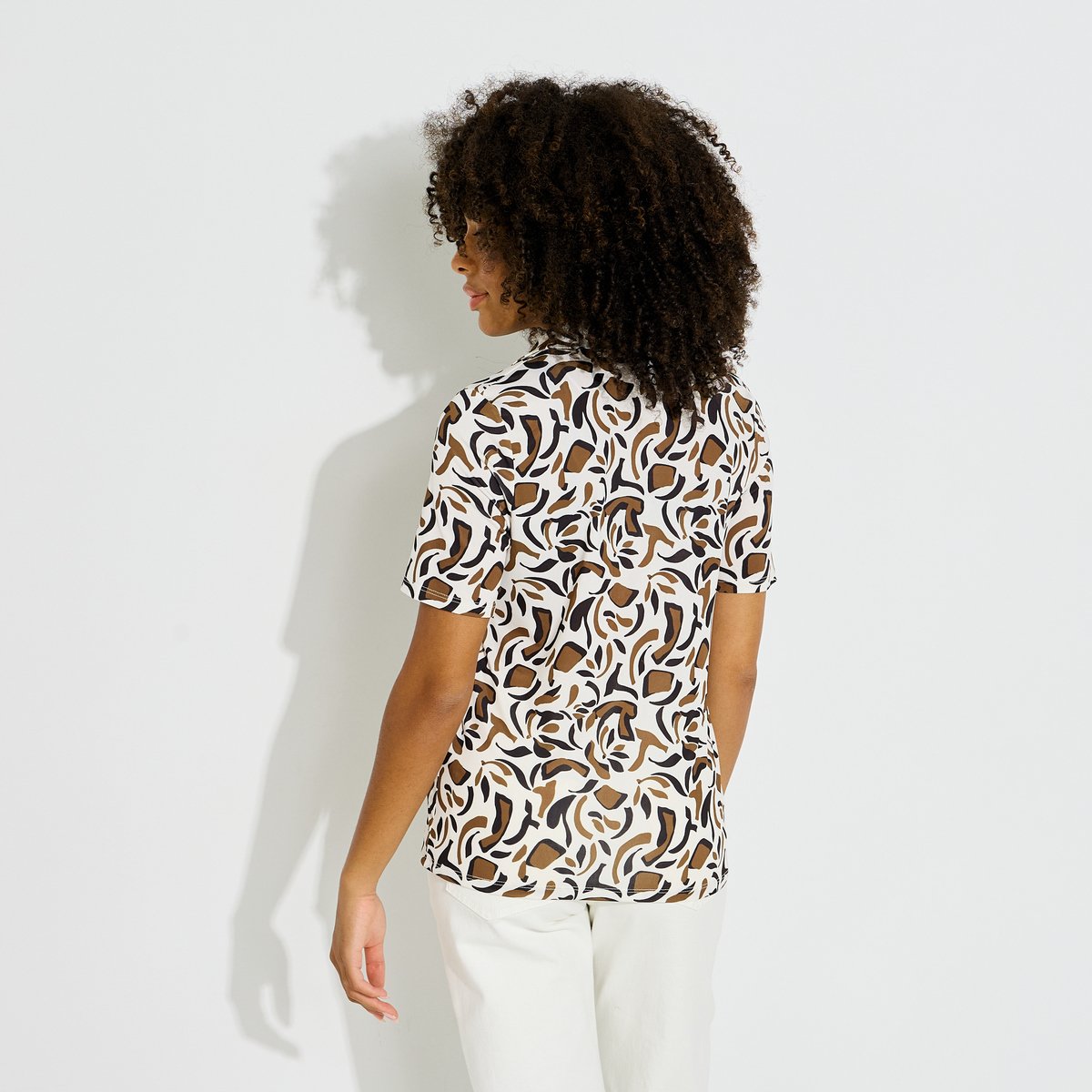 Chemise imprimé géométrique blanc cassé ecru, GRAIN DE MALICE