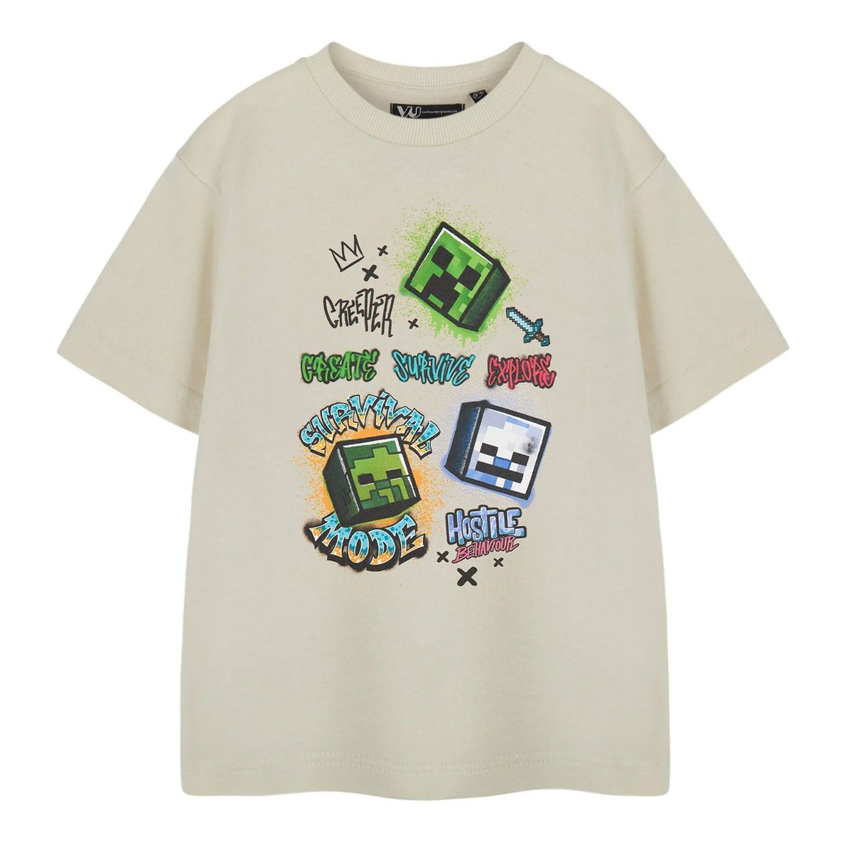 T-shirt manches courtes SURVIVAL MODE beige, MINECRAFT