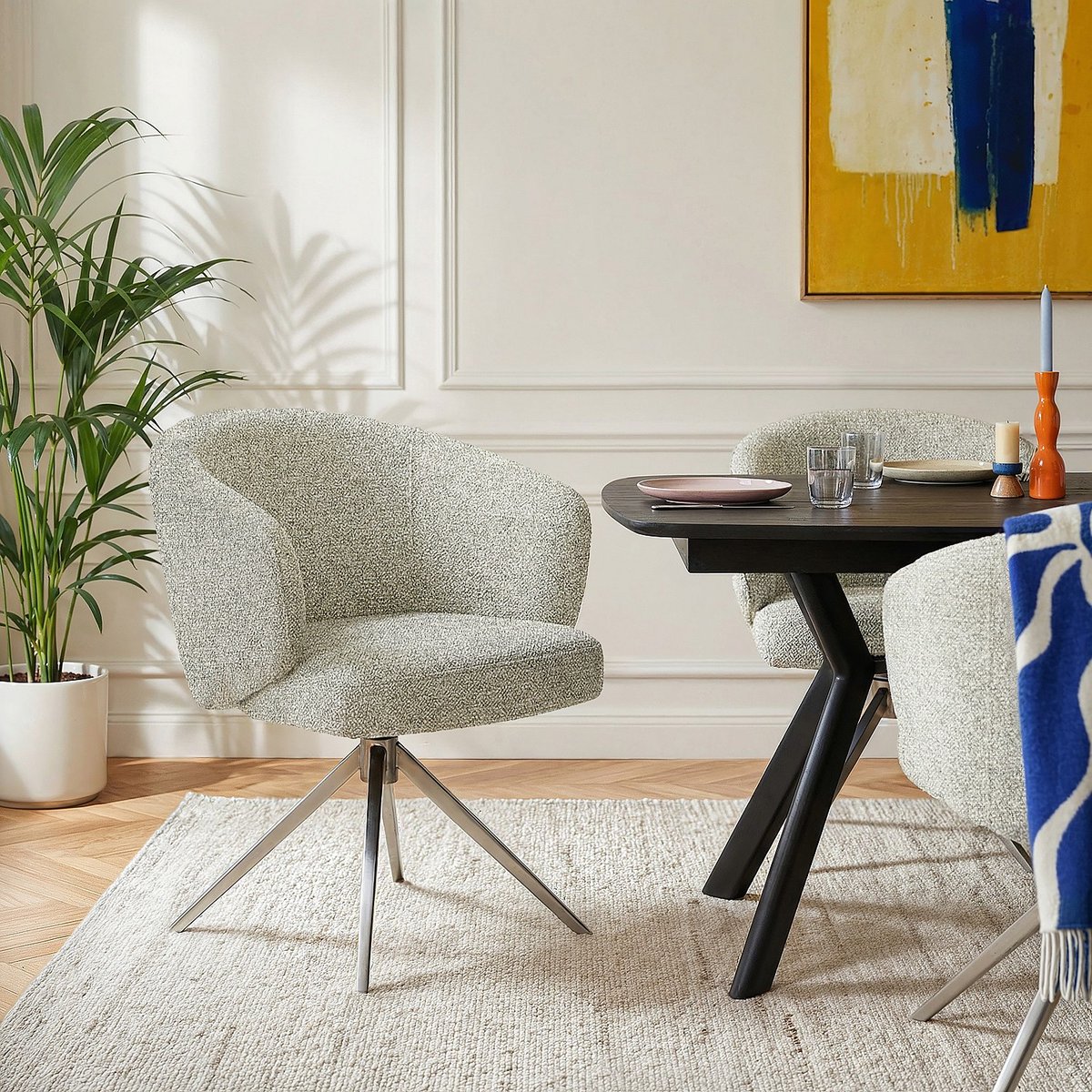 Chaise tissu GALATI gris, HABITAT