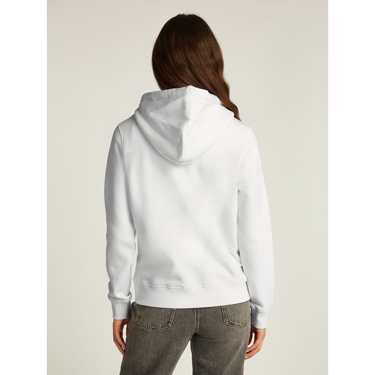 Embroidered Logo Hoodie in Cotton Mix white, TOMMY JEANS