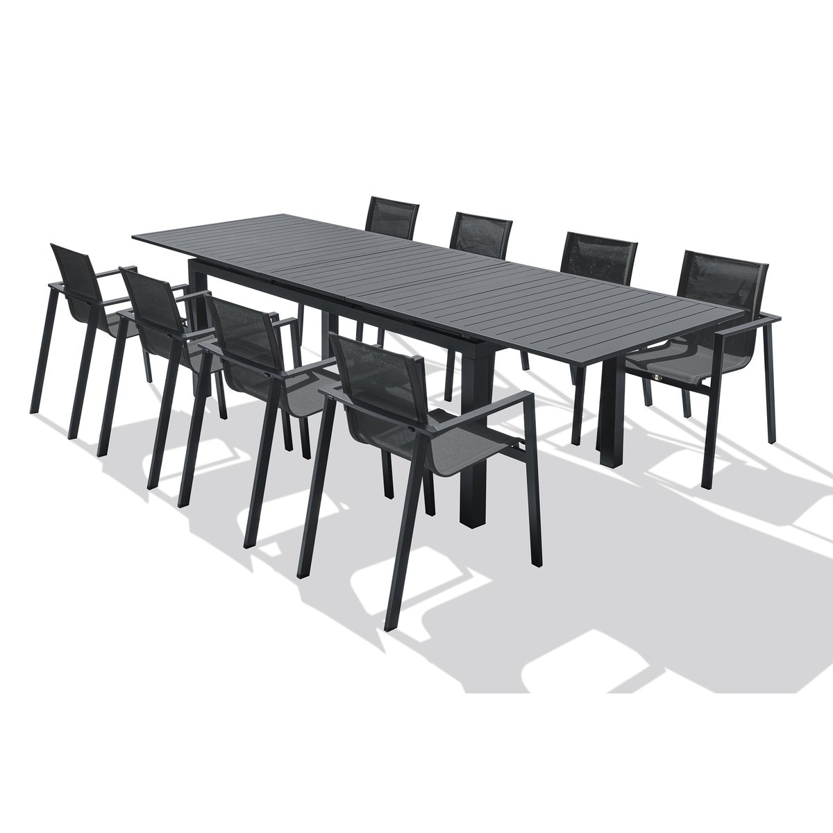 Ensemble repas de jardin en aluminium MIAMI gris anthracite, DCB GARDEN