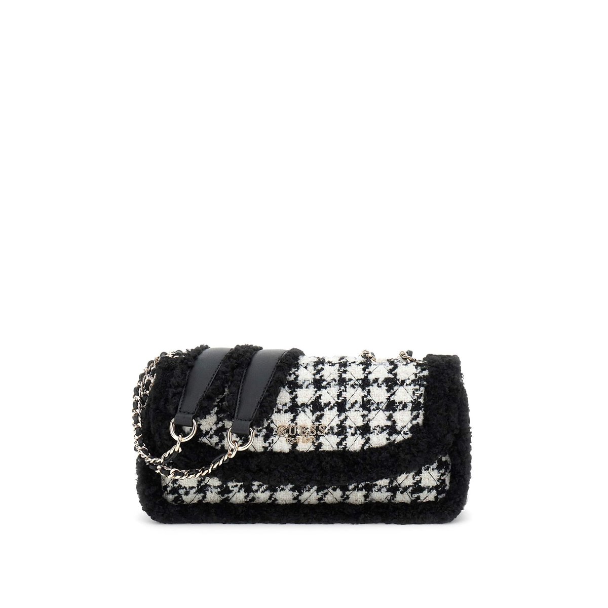 Mini Sac À Bandoulière Cristi Pied-De-Poule noir multi, GUESS