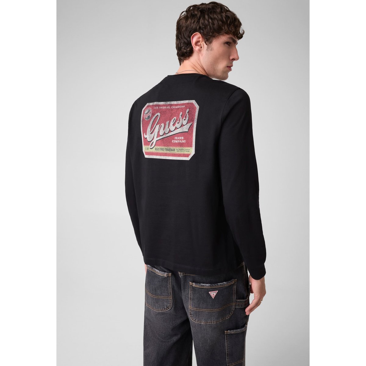 T-Shirt Classique À Manches Longues noir, GUESS JEANS