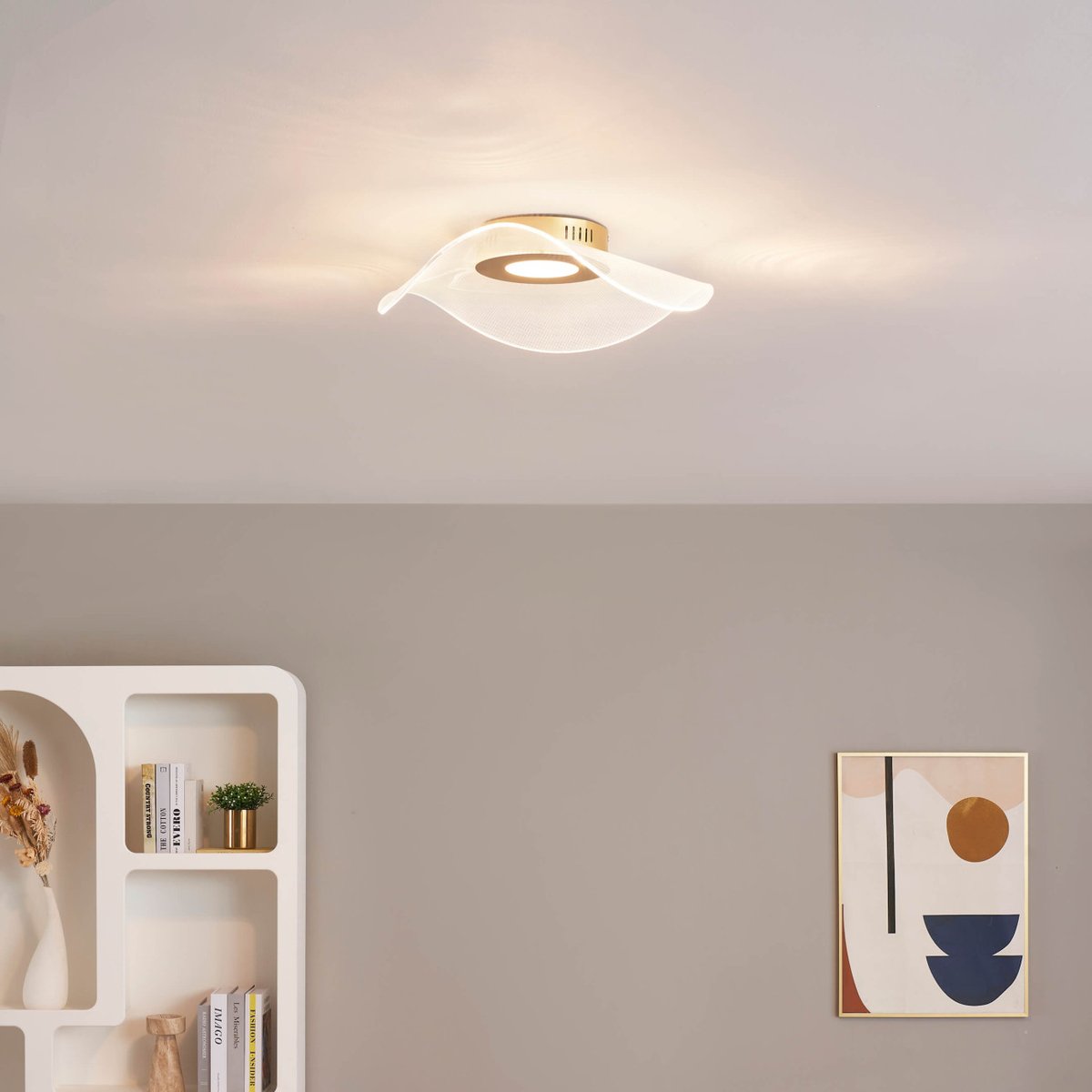 Plafonnier design aérien doré - ONDENIS transparent et doré, KOSILUM
