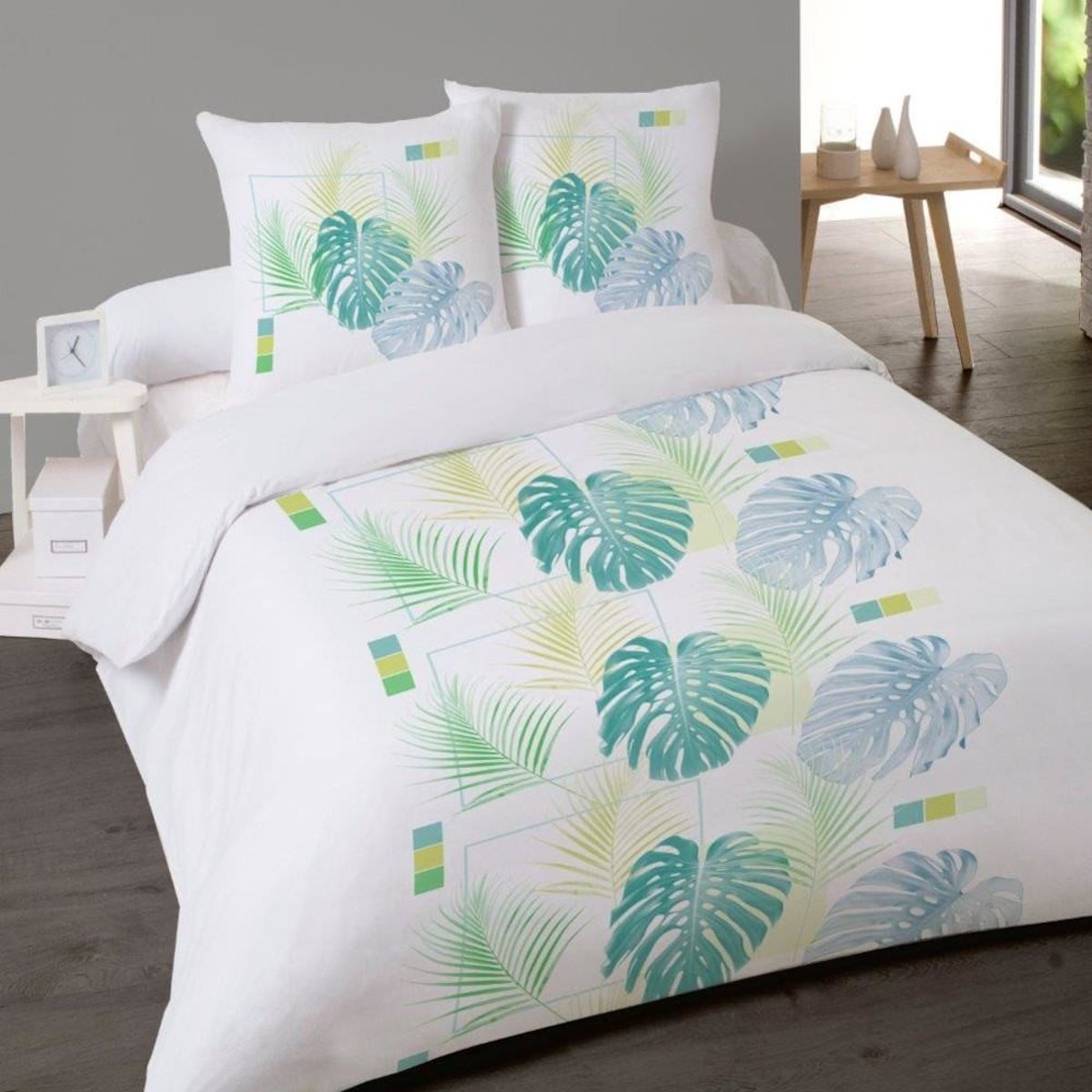 Housse de couette 240x220 DION + 2 taies 100% coton blanc, DECORATIE