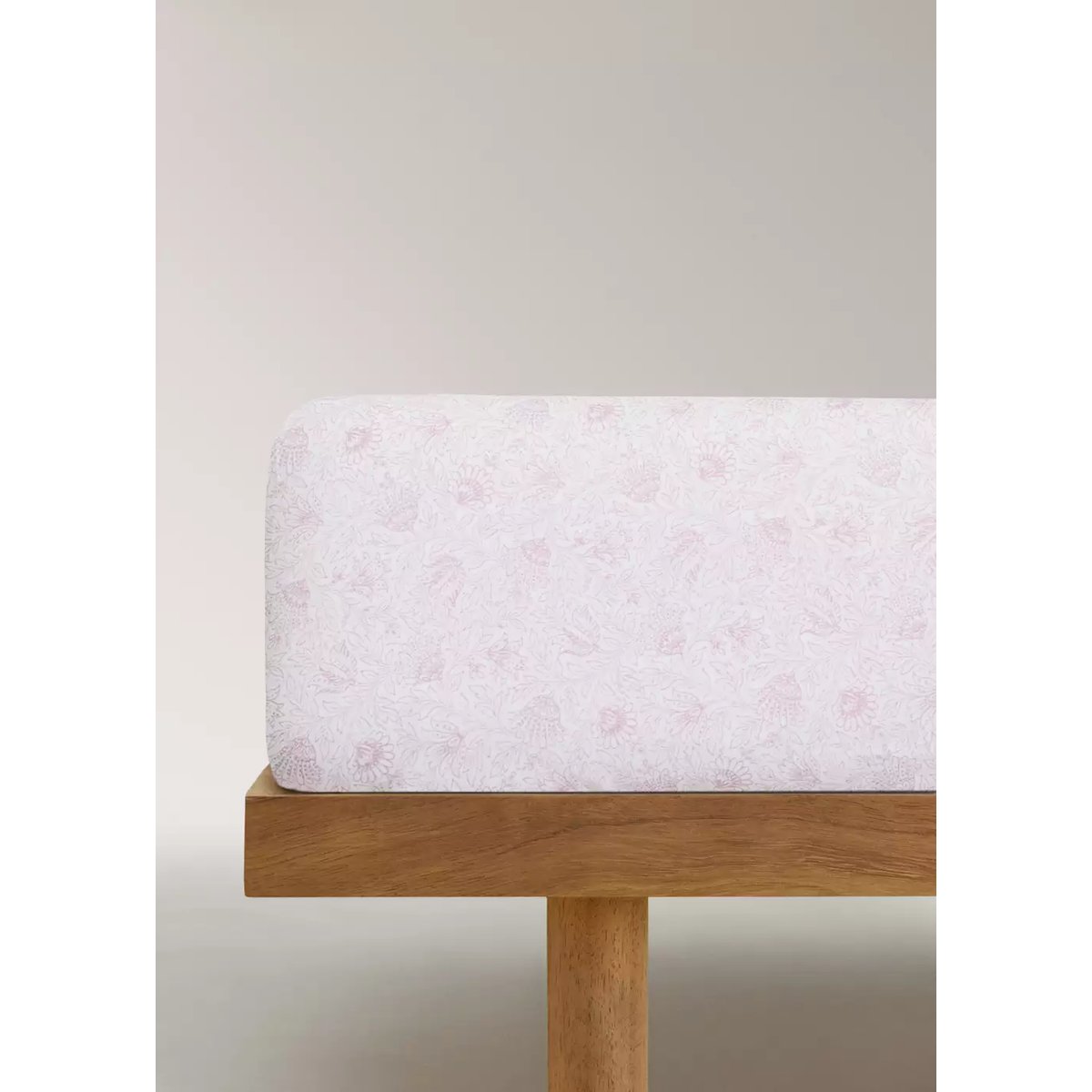 Drap-housse enfant percale de coton imprimé mini fleur lit 90 cm rose pastel, MANGO HOME