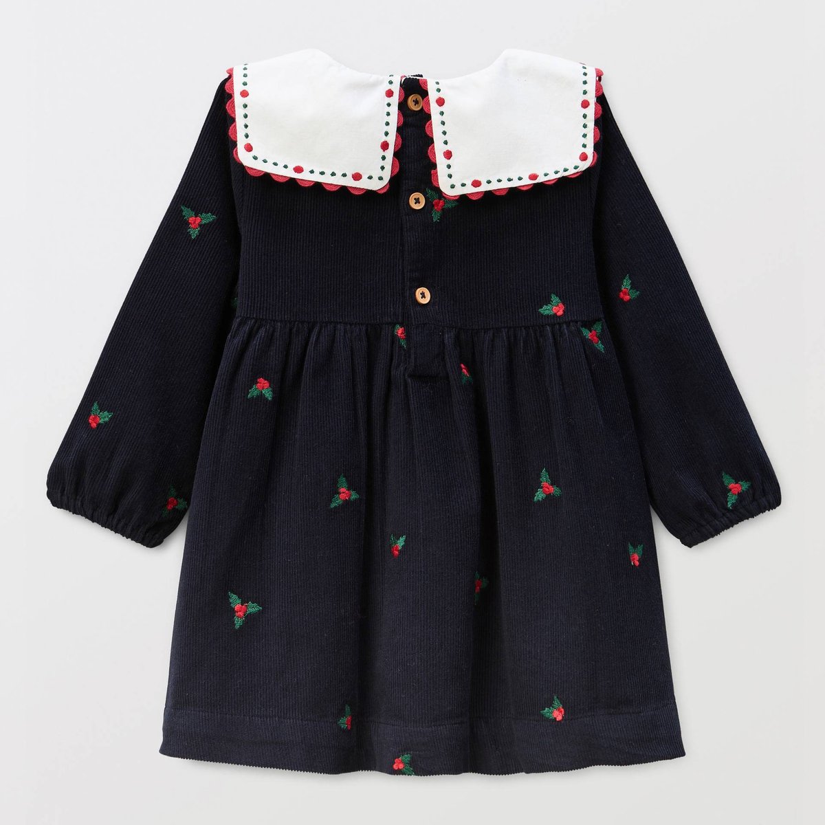 Robe en velours brodée en coton BIO GOTS black iris, BOUT'CHOU