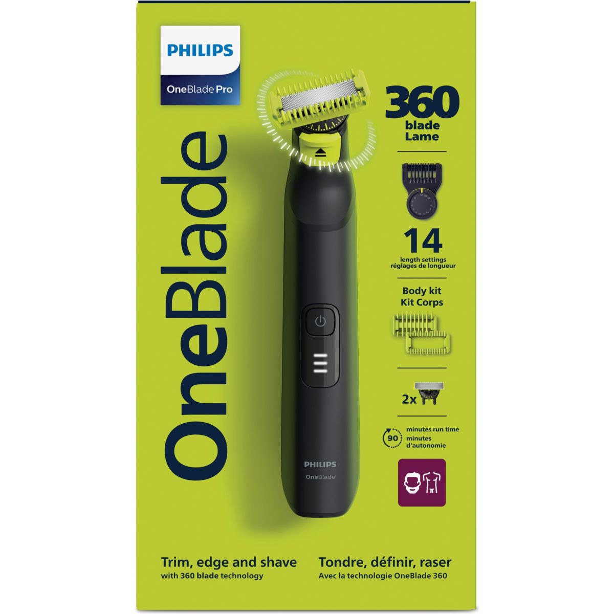 Tondeuse multi usages OneBlade QP6542/15, molette réglable, 14 hauteurs de coupe, précision 0,4 mm, autonomie 90 mn couleur unique, PHILIPS