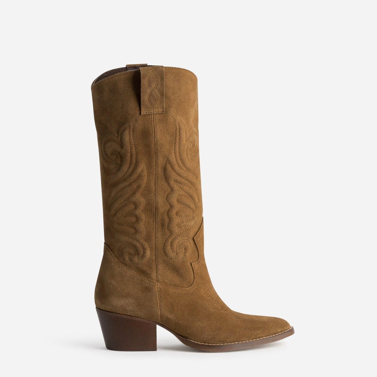 Botte À Talon en cuir TASLIMANE camel, TEXTO