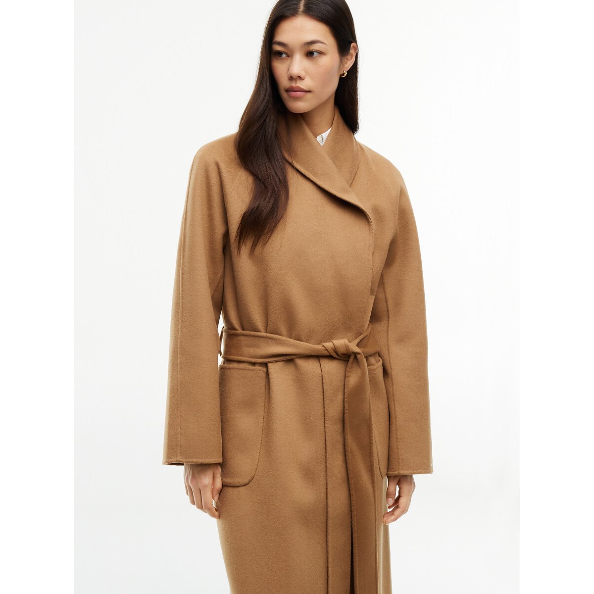 Manteau long ceinturé à col duveteux amovible marron, TOMMY HILFIGER