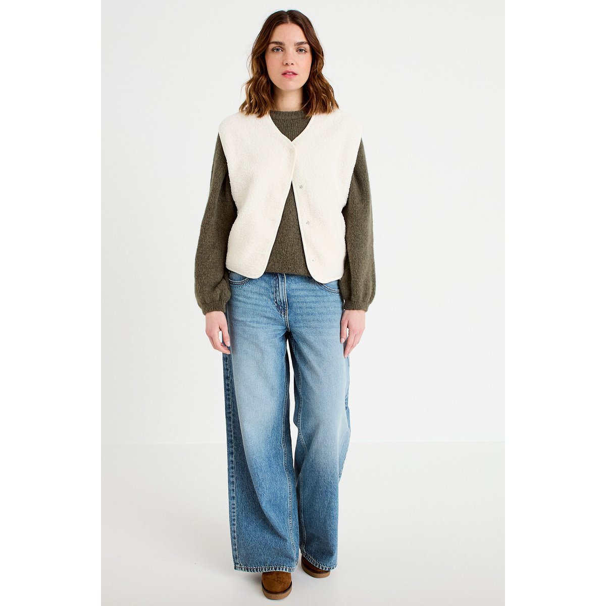 Gilet  sans manches effet polaire ecru, CACHE CACHE