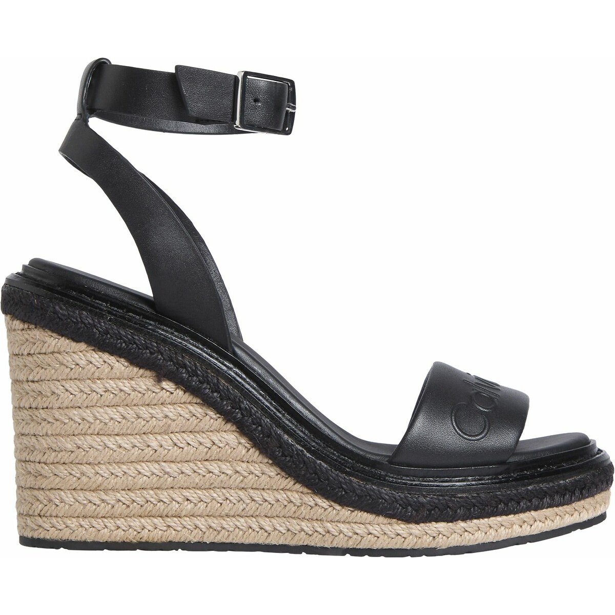 Sandales compensées en cuir noir, CALVIN KLEIN JEANS