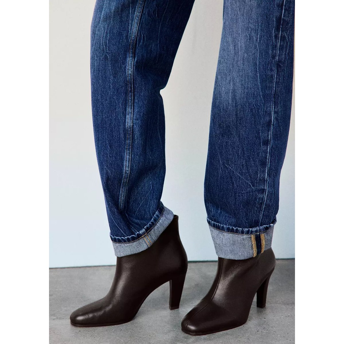 Bottines cuir à talon chocolat, MANGO