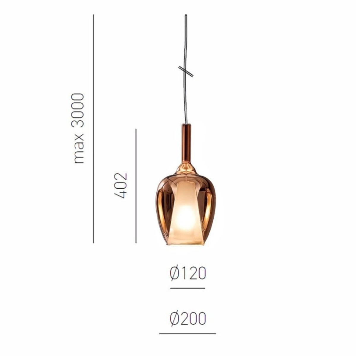 Suspension Verre cuivré Ofelia10 cuivré, MILLUMINE