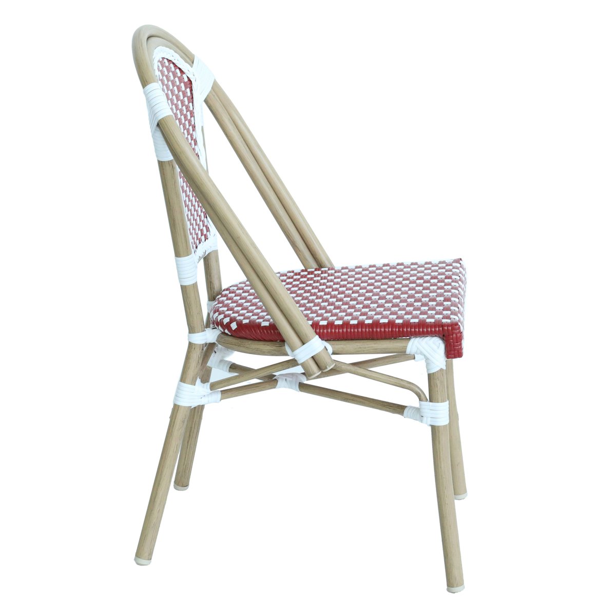 Chaise de terrasse bistrot parisien en aluminium et rotin, BELLEVILLE rouge, OVIALA