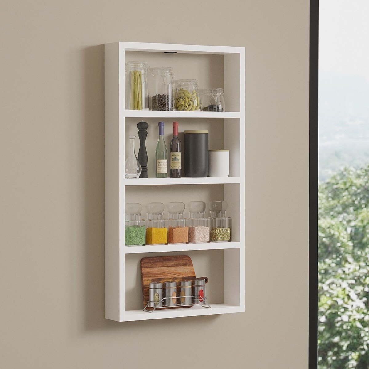 Etagère murale 4 tablettes H80 cm - LYA blanc, CALICOSY