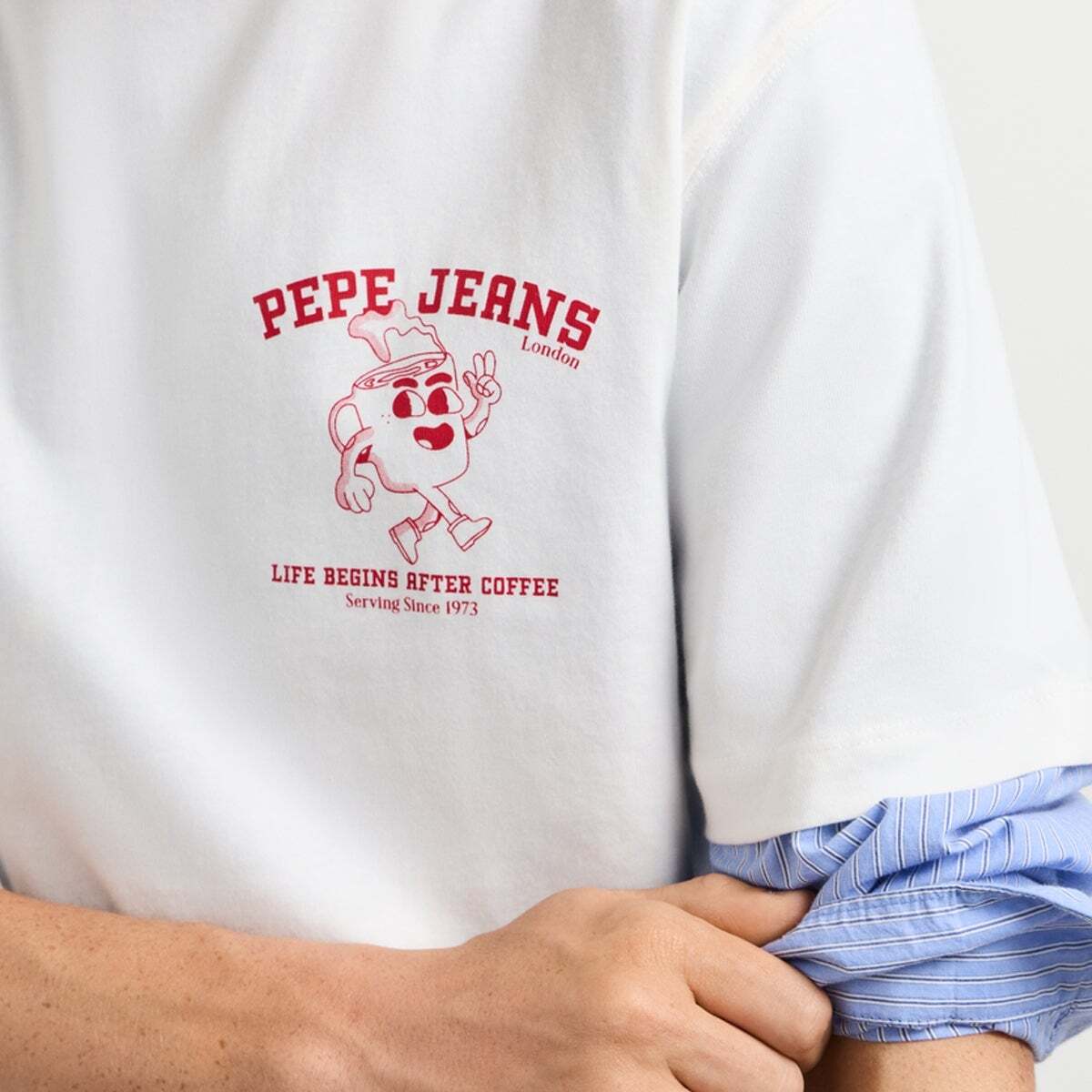 T-Shirt À Imprimé Graphique Coupe Casual blanc cassé, PEPE JEANS