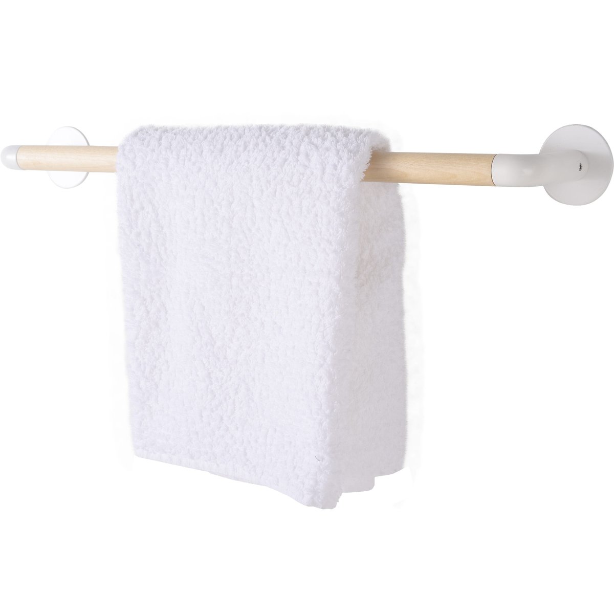 Porte-serviette 1 barre en bois, SCANDI blanc, SENSEA