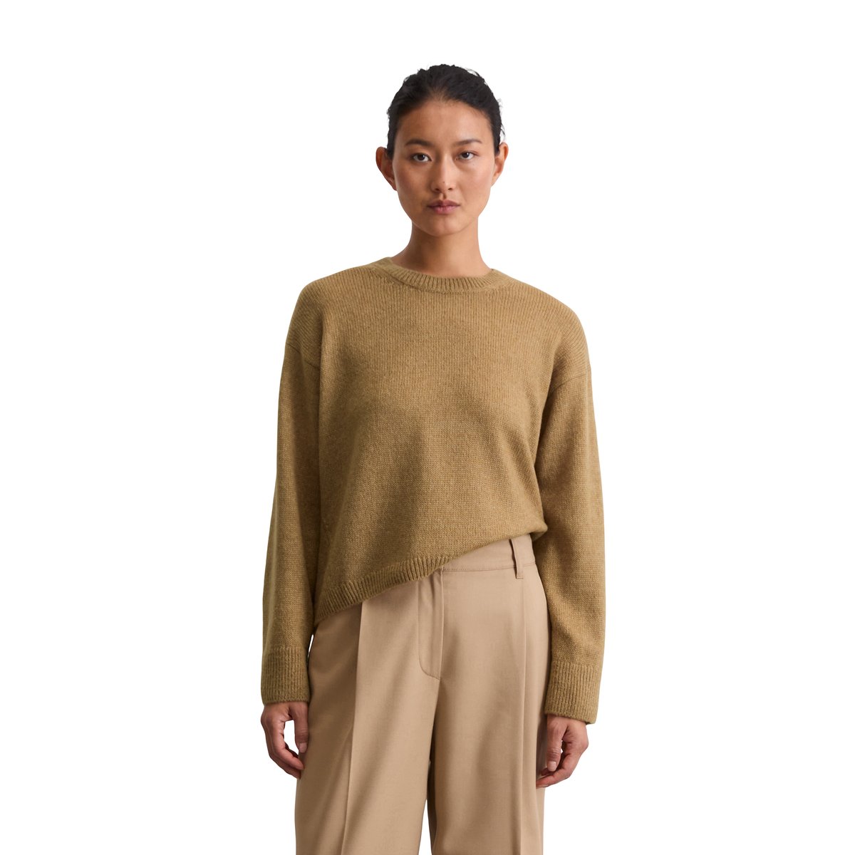 Pull en maille loose en doux mélange de laine vierge marron, MARC O'POLO