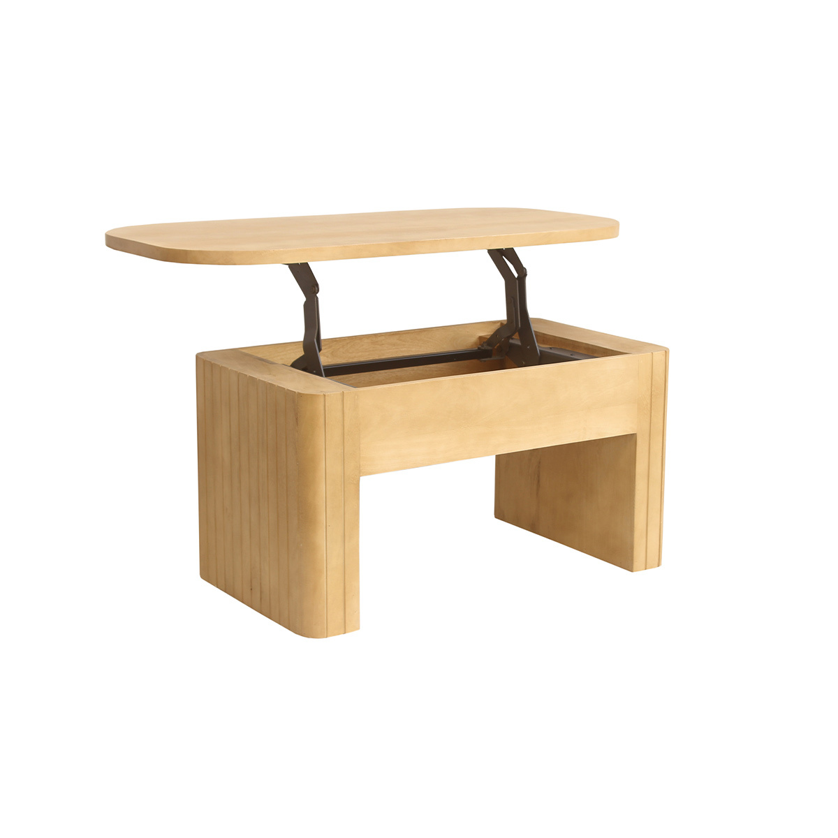 Table basse relevable rectangulaire bois manguier massif L100 cm LATIGO chêne clair, MILIBOO